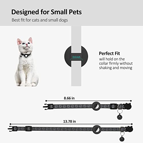 Airtag Cat Collar, Apple Air Tag Cat Collar with Safety Buckle and Bell, Reflective Cat Collar in 3/8" Width with Airtag Holder for Small Pets Cats Puppies Kitten - Image 7