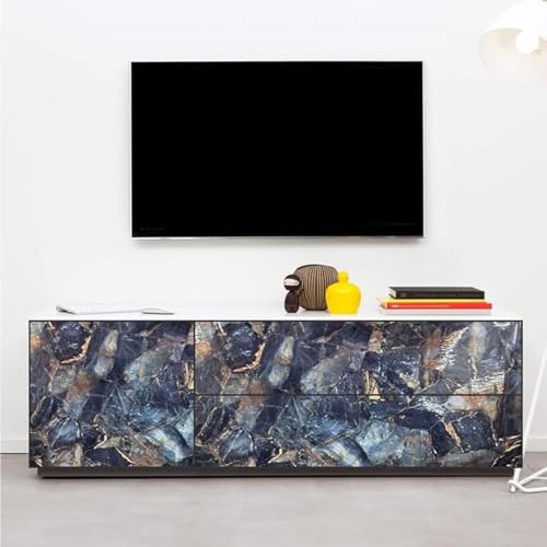 Image of VOLITO V-Blue Gold Marble Wallpaper, 60x200cm, Self-Adhesive, Waterproof & Oil Proof, Modern Luxury, Kitchen & Cabinet Makeover