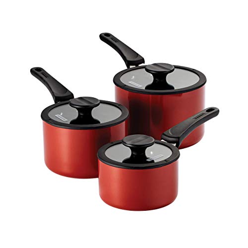 Image of Tramontina Non Stick 6-Piece Nesting Sauce Pan Set with Lids - Red