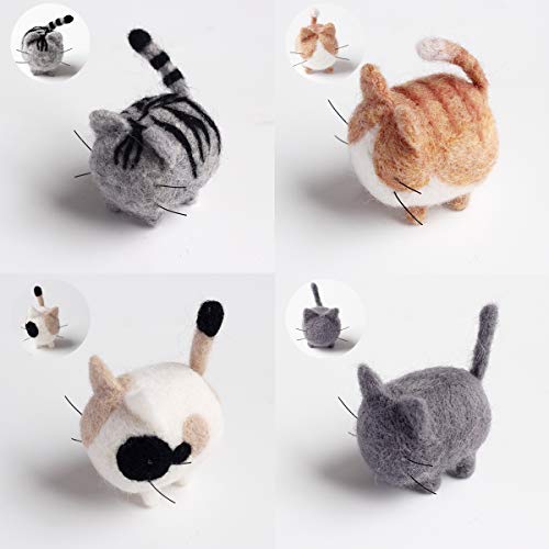 image for YSZ 4 in 1 DIY Animal Needle Felting Kit of The Faceless Cat and Dog f