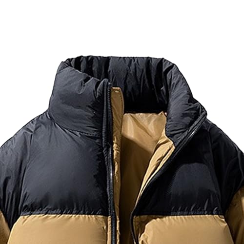 Mens Zip Up Stand Collar Puffer Jackets Thicken Winter Warm Water-Resistant Down Coat Padded Puffy Jacket Outwear2