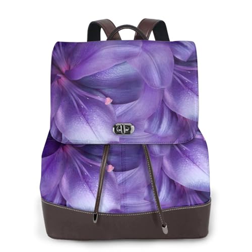 Sac à dos femme violet fleurs de lys étanche léger et antivol mode urbaine taille unique