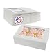 White Pastry Bakery Box - Sturdy Kraft Paperboard Auto-Popup Box Keeps Pastries Safe, Clear Widow for Visibility, Size 8" L x 5 3/4" W x 2 1/2" H by MT Products (25 Pieces)