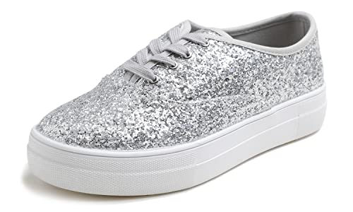 Image of FEVERSOLE Women's Fashion Dress Sneakers Party Bling Casual Flats Embellished Shoes