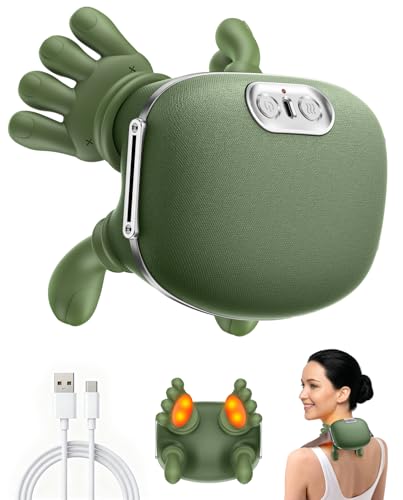 Massagegerät 4D Nackenmassagegerät mit Wärme Tragbares Nacken 3 Modi und 2 Heizstufen USB Elektrische Entspannt die Muskeln und lindert Müdigkeit für Zuhause & Büro Grün