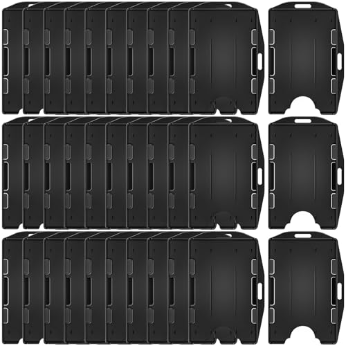 Porte-badge double face plastique rigide noir Honoson pour badge vertical horizontal