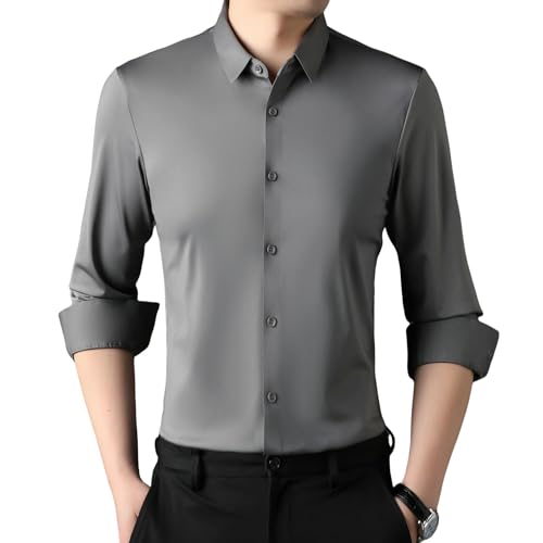 Camisa casual elástica de manga larga confeccionada con tejido premium suave