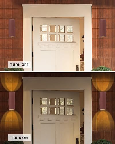 Image of Ken & Ricky Cylinder Outdoor Wall Sconce Lights,Up and Down,Brown,2 Pack