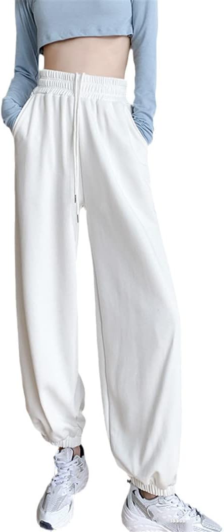 KEHAIOO Women White Sweatpants Korean Style Baggy Joggers Sports Pants Oversize Black Sweat Wide Trousers