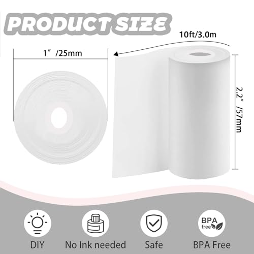10 Stück Mini-Drucker-Aufkleberpapierrolle, Fotodruckerpapier, Thermodruckerpapier, selbstklebendes Aufkleberdruckerpapier für Sofortbildkamera(57 x 25 mm), Thermodrucker-Aufkleberrolle