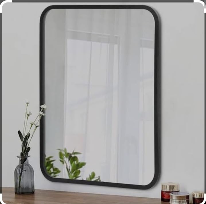 small rectangular frameless mirror – 12x9 inch wall-mounted glass, clear reflection, lightweight design, perfect for bathroom, vanity, bedroom, entryway, or guest room