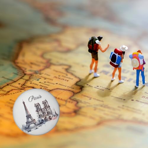 Miniatura 3 de Monumento De París Imán Redondo Torre Eiffel Louvre Notre-Dame Recuerdo De París Con Imán Sacre Coeur Arco Triunfal Montmartre Panteón