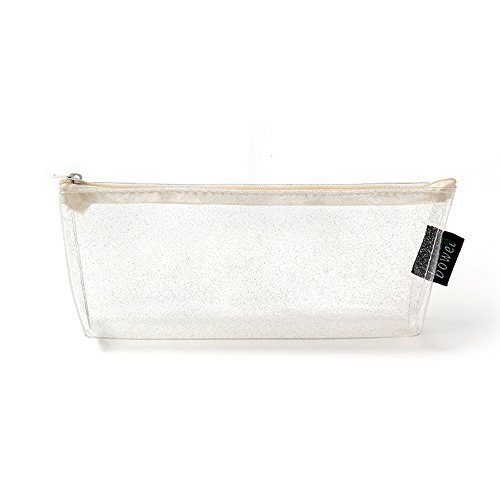 Preisvergleich Produktbild Federmäppchen, glänzend, transparent, mit Reißverschluss, für Schüler, Stiedierende, 1 Stück 19*8cm weiß