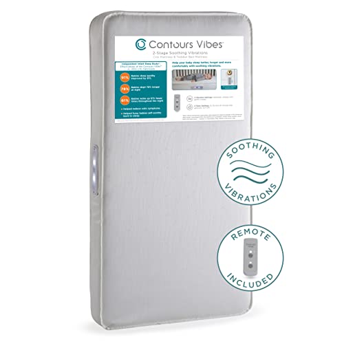 Image of Contours Vibes Soothing Vibrations Breathable 2 Stage Waterproof Baby Crib Mattress plus Toddler Bed Fit, Vibrating Soother, GREENGUARD Gold Certified, Safety & Quality Tested, Made in USA, 52"X28"