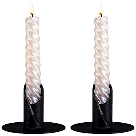 Candle Holders, Metal Candlestick Holders for Taper Candle, Home Birthday Dinning Party Decorative for Dining, Living Room, Gifts for Wedding (Black A -2Pack) Cover