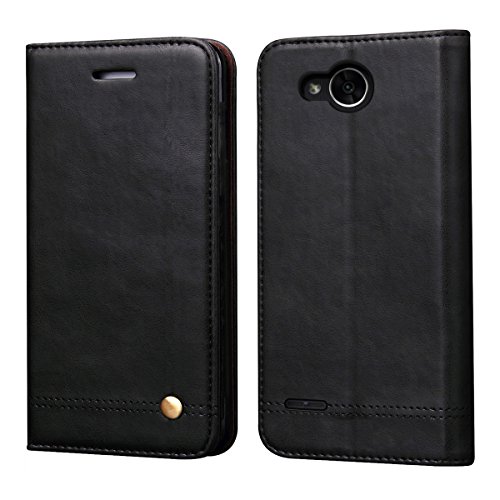 LG X Charge Case,LG X Power 2 Case,LG Fiesta 2/Fiesta LTE/K10 Power/LV7 Case,RUIHUI Luxury Leather Wallet Folding Flip Protective Case Cover with Card Slots,Kickstand and Magnetic Closur (Black)