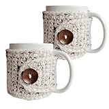 Nandy’s Nook Handmade Mug Cozy Set (2 Pack) – Crochet Coffee & Tea Sleeves, Warm Winter Valentine Gift for Her, Custom Color Options