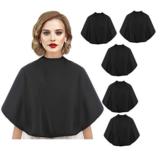 Black Makeup Cape, Beauty Salon Styling Cape，Lightweight Comb-out Beard Apron Shorty Makeup Bib Styling Shampoo Cape for Makeup Artist Beautician (5 pcs)