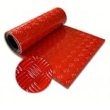 Floordirekt PVC-Bodenbelag - Riffelblech-Optik - Industrieboden - Pflegeleicht & Belastbar - Rollenware mit Zuschnitt - Bullet Rot - 110x150 cm