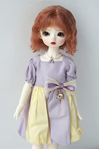Jusuns Mohair Doll Wigs JD693 6-7inch 16-18cm 1/6 Short Mini Wave YOSD BJD Hair (Dark Pink)