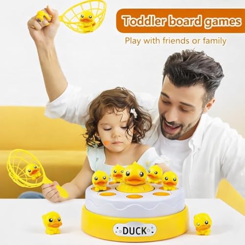 Image of Bouncing Duck Catch Game with Nets | Interactive Jumping Duck Toy | Rotating Board Game for Kids & Family | Fun Developmental Toy for Toddlers | Catch & Toss Gme for Boys Girls Age 3+