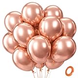 QIFU 100 Piezas Globos De Cumpleaños Colores Globos Metalizados Rosa Oro Grandes Redondos Helio Happy Birthday Decoracion Cumpleaños 1 Año Baby Shower Revelacion Genero Bebe Aniversario 12 Pulgadas