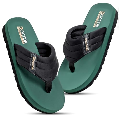 Image of Cushioned Flip Flops for Men | Padded Fabric Strap Thong Slippers | Lightweight Anti-Slip EVA Sole Everyday Wear Footwear