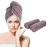 Sunland Microfiber Hair Towel for Drying Curly, Long & Thick Hair Super Absorbent Anti-Frizz Quick Dry Magic Hair Turban 20 inch X 40 inch 2Pack