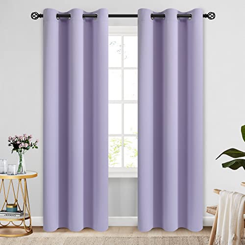 Image of COSVIYA Grommet Room Darkening Lilac Curtains 84 inch Long for Bedroom | Light Blocking Insulated Thermal Curtains for Living Room, Blackout Thick Polyester Window Drapes,42x84 inches, 2 Panels