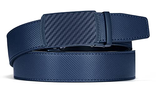 Image of Chaoren Leather Ratchet Belt 2 Pack Dress with Click Sliding Buckle 1 3 /8 inch in Gift Set Box - Adjustable Trim to Fit