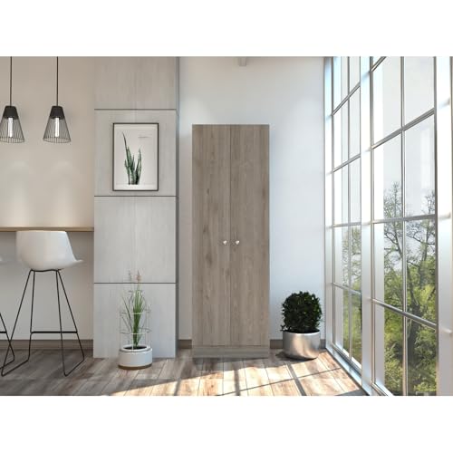 70" High Light Gray Storage Cabinet with Extra Spacious Shelves