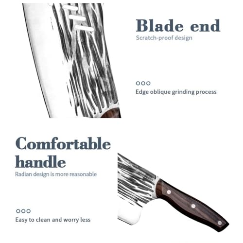 Image of Machado Forging Serbian Chef Knife Set - 12 inch Full Tang High Carbon Clad Steel Butcher Cleaver with Knife Sharpener - Perfect for Vegetables, Fish, Meat - Ideal for Kitchen, Hotel, Restaurant