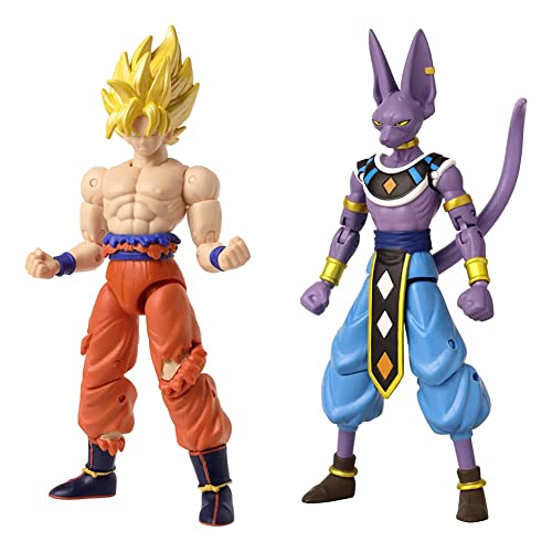 Dragon Ball Super Stars Battle Pack - Super Saiyan Goku (Battle Damage Ver.) vs Super Saiyan Broly Action Figure (37168) & Dragon Stars Beerus -Version 2
