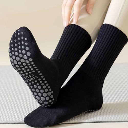 COBERSY Meias femininas de Pilates com aderência para ioga, antiderrapantes para atletismo, 4 pares