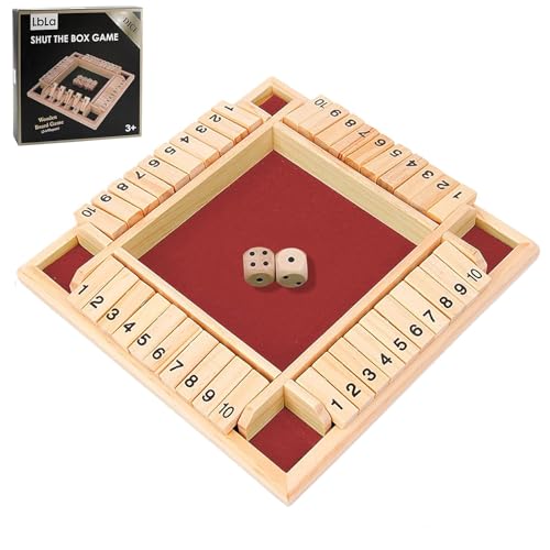 GGesii Shut The Box 2-4 Giocatori, Giochi da Tavolo in Legno, Giochi da Viaggio, Adatto per giocattoli educativi di apprendimento da 3 4 5 6 7 8 anni (Rosso)