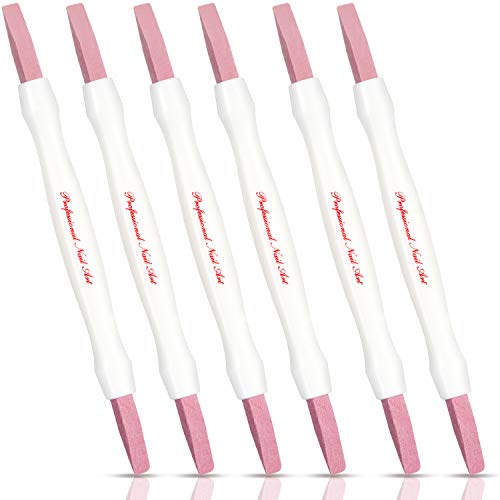 6 Pieces Pumice Stone Double-Headed Nail Cuticle Pusher Nail File Buffing Tool Sanding Manicure Sticks for Nails