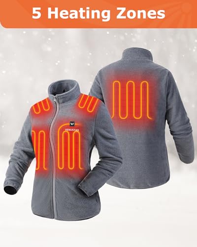 Venustas Women's Fleece Heated Jacket (Grey，S) and an Extra 7200mAh Battery Pack3