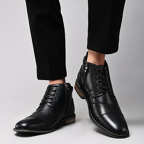 Image of Arkbird Men's Dress Boots Genuine Leather Cap Toe Ankle Boot with Side Zipper for Casual Business Formal Wear