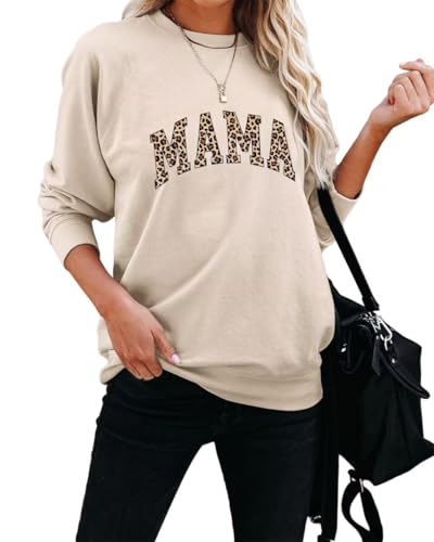 Image of Dressmine Womens Long Sleeve Mama Sweatshirts Fall Crew Neck Mom Shirts Cute Graphic Tees Pullover Hoodies
