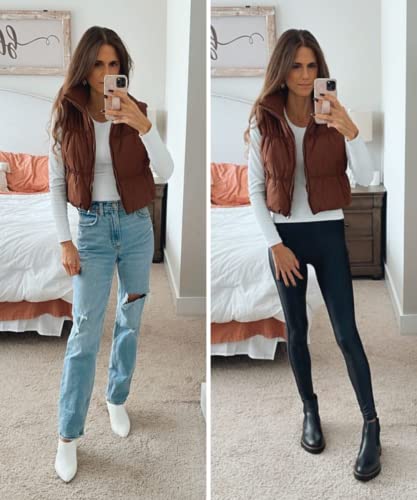 Image of SySea Women's Crop Puffer Vest Winter Zip Up Lightweight Sleeveless Warm Outerwear Padded Coat