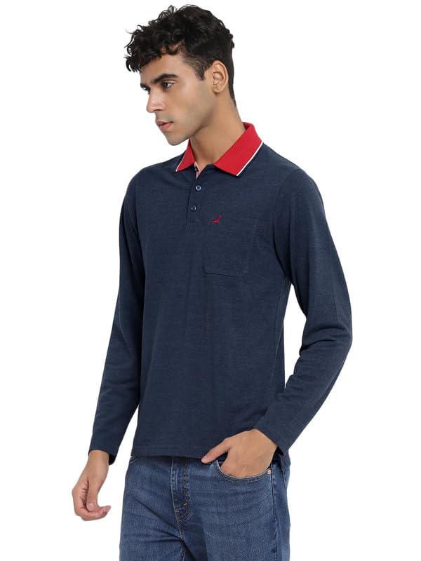 Image of AMERICAN CREW Full Sleeves Polo Collar T-Shirt with Pocket for Men