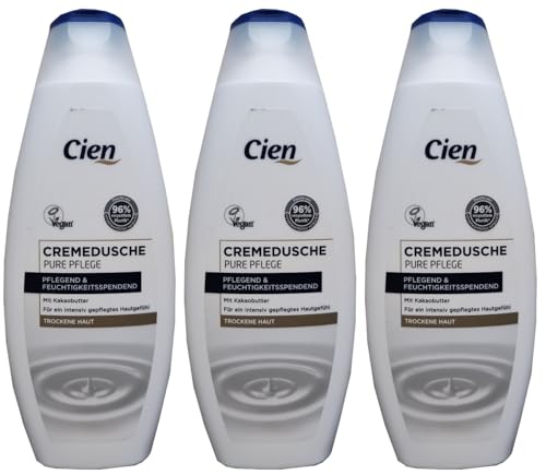 Cien PURO CURA CREMEDUSCHE CON burro di cacao per pelle secca, 3 x 300 ml