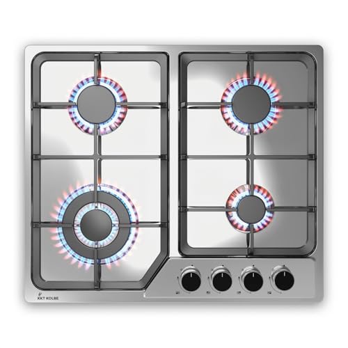 KKT KOLBE Gaskochfeld 58 cm | Autark | 7,9 kW | 4 Flammig | stufenlos regelbar | Wok-Zone | Rahmenlos | Knebelbedienung | Gusseiserne Topfträger | Edelstahl | Propangas | Erdgas | G604ED KKT KOLBE Gaskochfeld 58 cm | Autark | 7,9 kW | 4 Flammig | stufenlos regelbar | Wok-Zone | Rahmenlos | Knebelbedienung | Gusseiserne Topfträger | Edelstahl | Propangas | Erdgas | G604ED