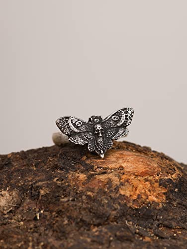 HAQUIL Skull Moth Adjustable Ring, Vintage Insect Bug Ring, Head Luna Moth Jewelry, Retro Skull Moth Jewelry4