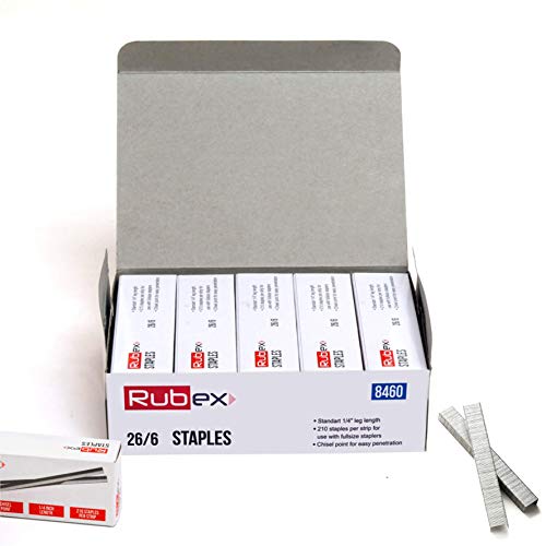 Rubex Staples, Stapler Staples, Premium 26/6 Chisel Point Standard Staples, 1/4 Inch Length, 210 Staples Per Strip (25.000 Staples) #TOP5