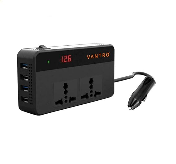 Vantro 200W Car Power Inverter/Laptop Charger with 4 USB Ports & 2 AC