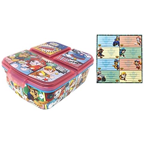 Theonoi Kinder Brotdose Lunchbox Sandwichbox - Brotdose Kinder Lunchbox mit Fächern - Brotbox mit Unterteilung - BPA frei mit Namensaufkleber (Paw Patrol) Cover