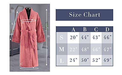Classic Turkish Towels - Luxury Terry Cloth Robe For Men And Women, 100% Turkish Cotton, Soft And Plush, Long Unisex Bathrobe - Pink (Small) #TOP6