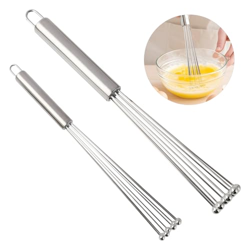 Annlpoy 2pcs varillas cocina barillas batir manual para cocinar huevos alambre de acero inoxidable 304,para Mezclar, Batir y Cocinar, Incluye Tamaños de 12' y 10' con Bolas en las Garras