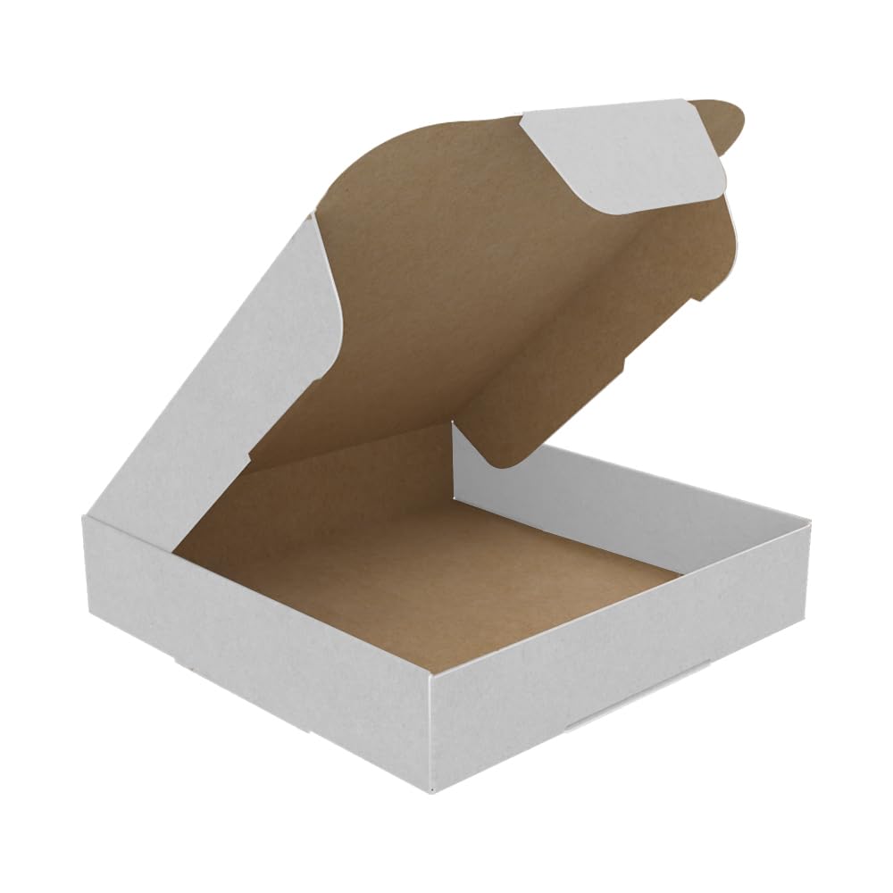 AKAR White Mini C7/A7 Large Letter Size Box, 101x101x20mm - Sturdy Corrugated Cardboard Postal for Shipping, Mailing, and Packing - Compact C7 PIP for Small Items (250)